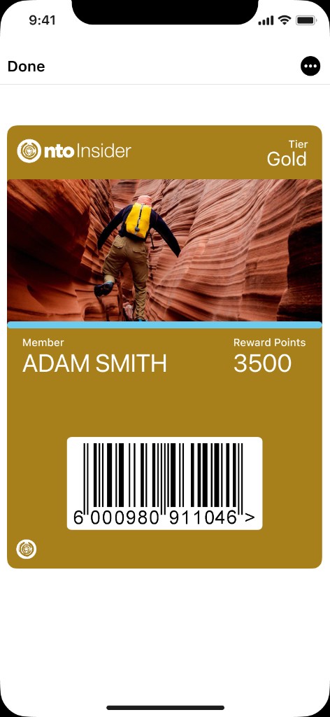 NTO Insider Gold Wallet pass updated to 3500 reward points