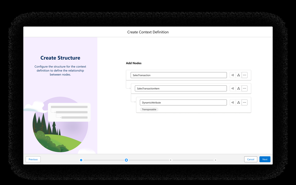 Context Service admin UI mapping business data across objects